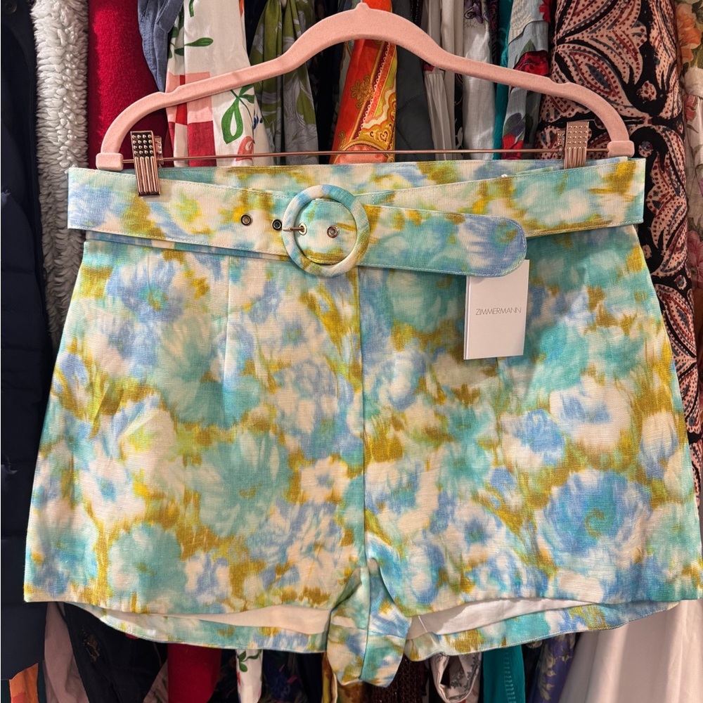 Zimmermann Belted Women's High Tide Ikat Shorts size 4 US 12 NWT